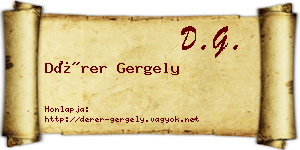 Dérer Gergely névjegykártya